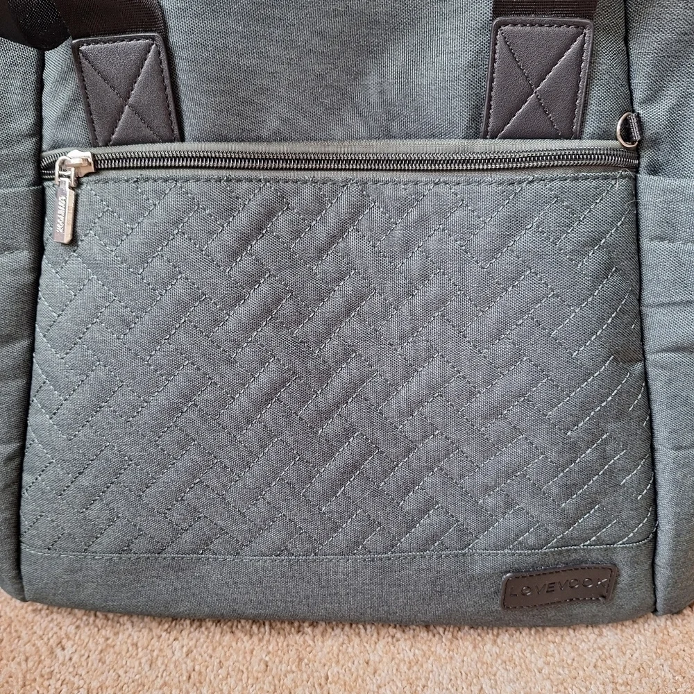 Lovevook Diaper Tote bag Shoulder Strap Dark Green Large Zip Closure
